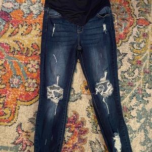 PinkBlush Maternity Dark Wash Distressed Jeans